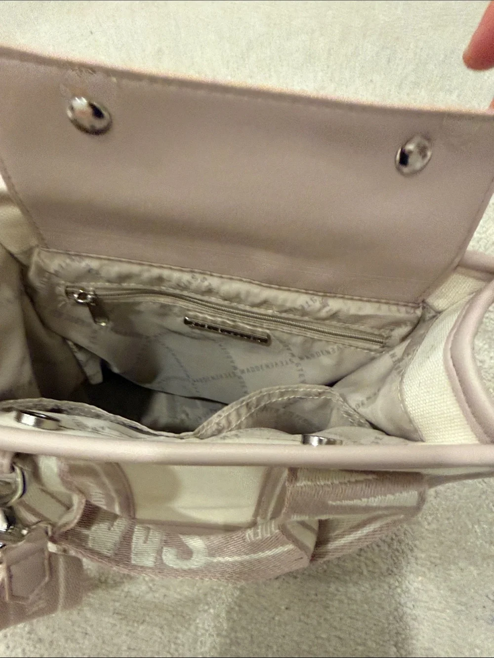 Steve Madden Cream Canvas Tote with Dusty Pink Trim - Picture 3 of 3
